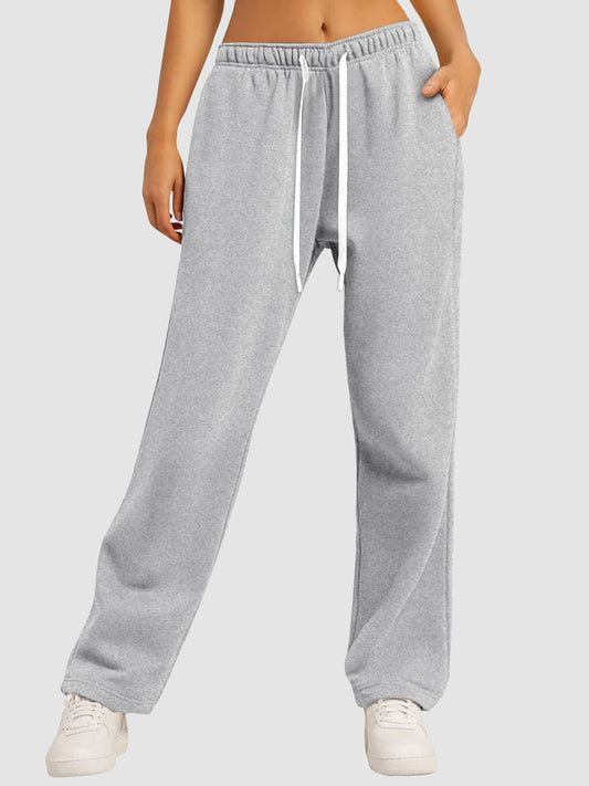Women's Fleece-Lined Casual Straight-Leg Sports Sweatpants For Fall And Winter