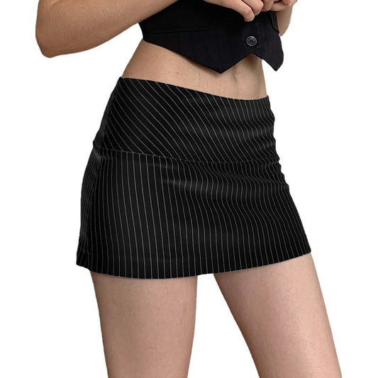 Simple Casual Low-rise Sexy Striped Skirt
