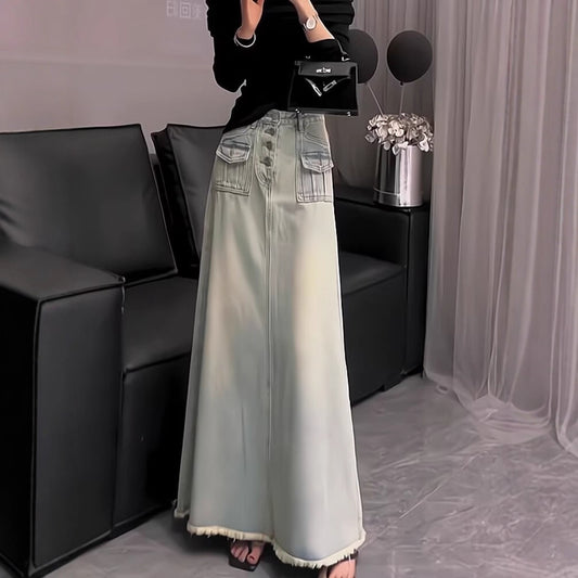 Womens Fashionable Casual Denim Long Skirt