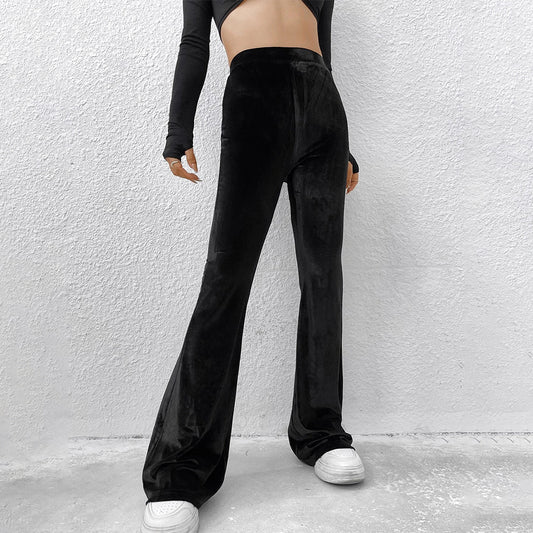 High-waisted Slimming Comfortable Flare Velvet Casual Pants