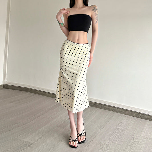 New Womens Fashion High-waisted Polka-dot Bodycon Skirt