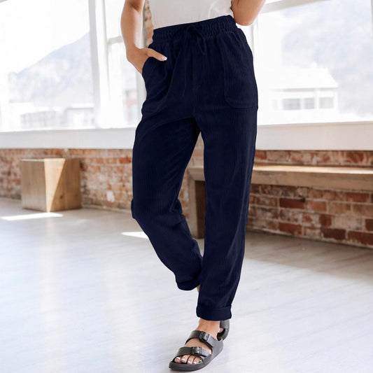 European And American Casual Pants Fashion Solid Color Corduroy Wide-leg Pants Women's Pants