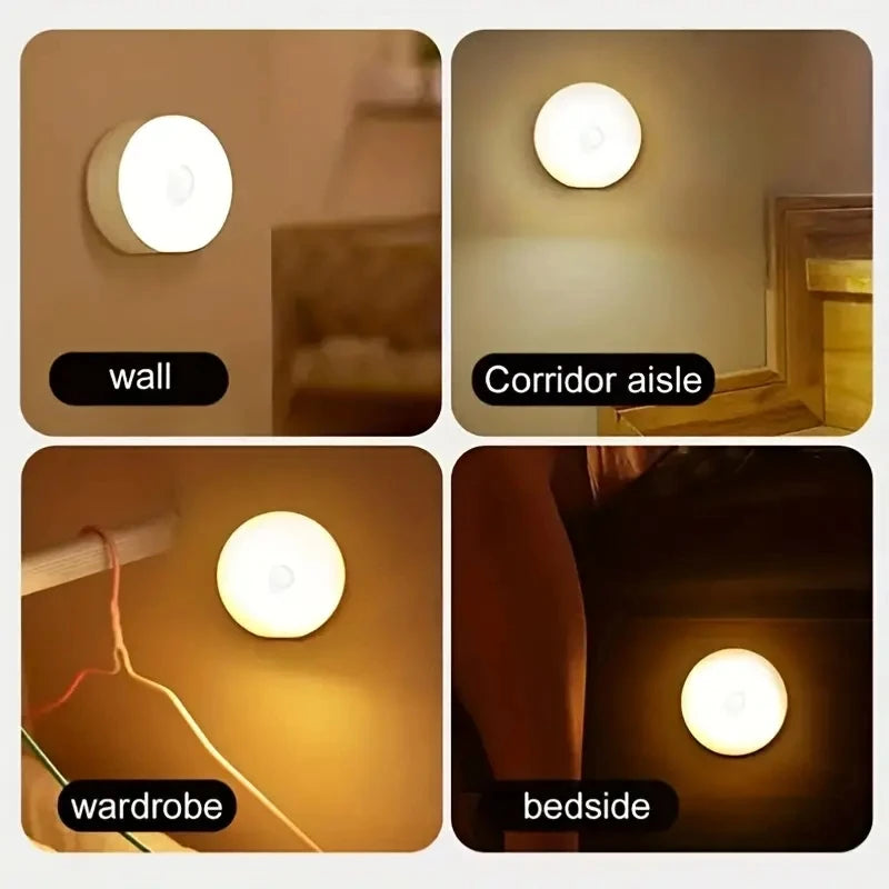 1pc Motion Sensor Night Light - Wireless LED Detector Lamp for Bedroom