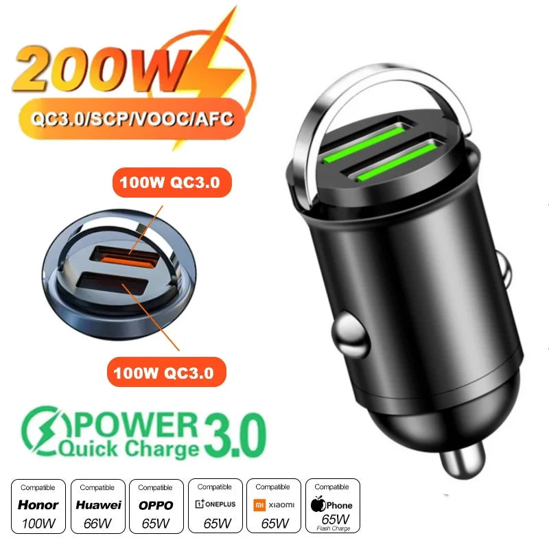 100W/200W QC3.0 PD Mini Car Charger