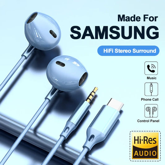 For Samsung Headphones HiFi Surround Sound In-ear USB Type C