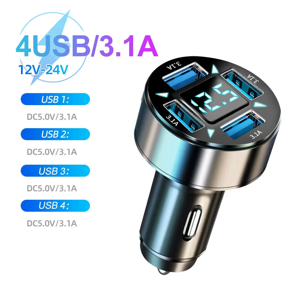 66-250W PD Car Charger QC3.0 Fast Charge One to Six Car